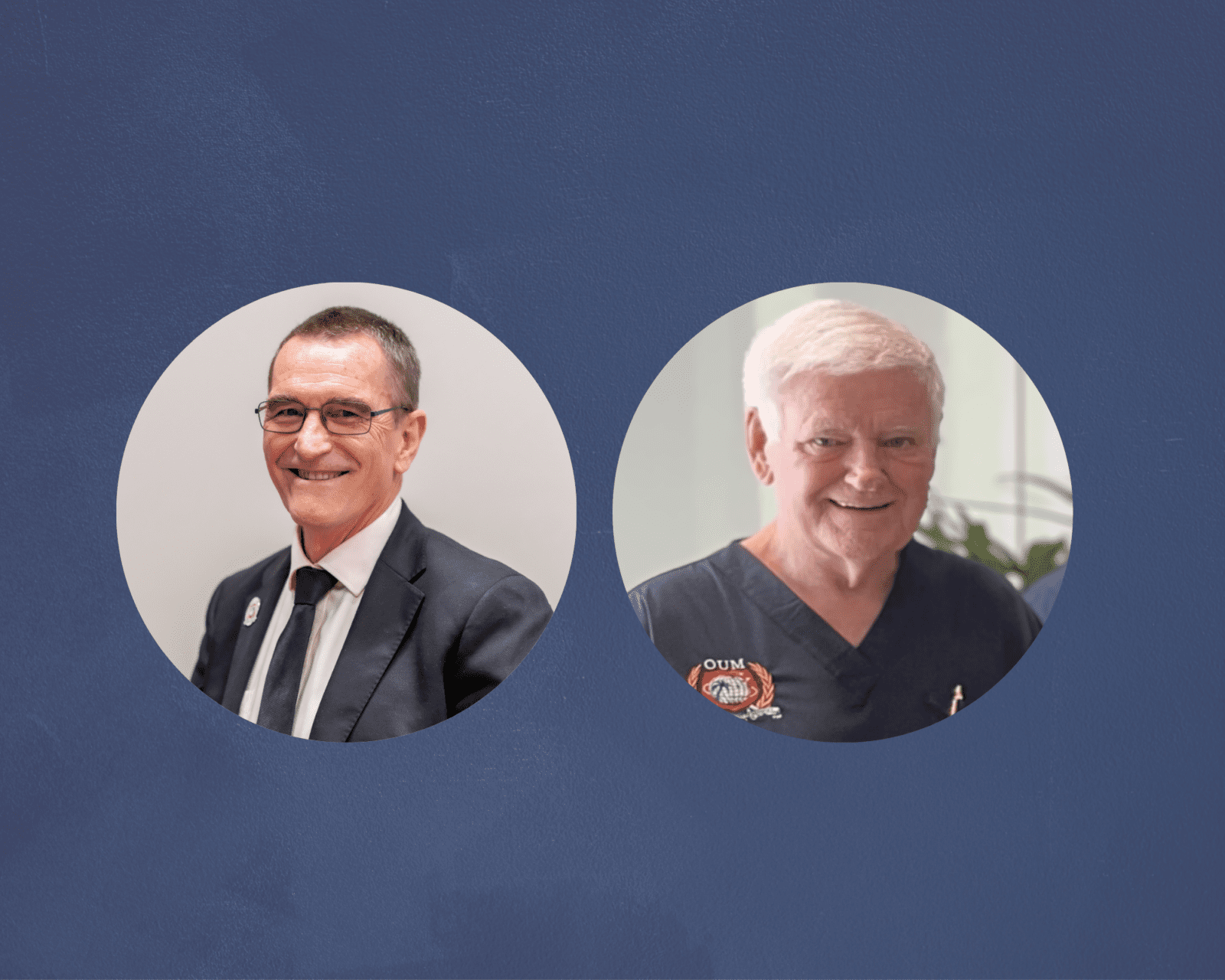 Headshots of two male medical doctors