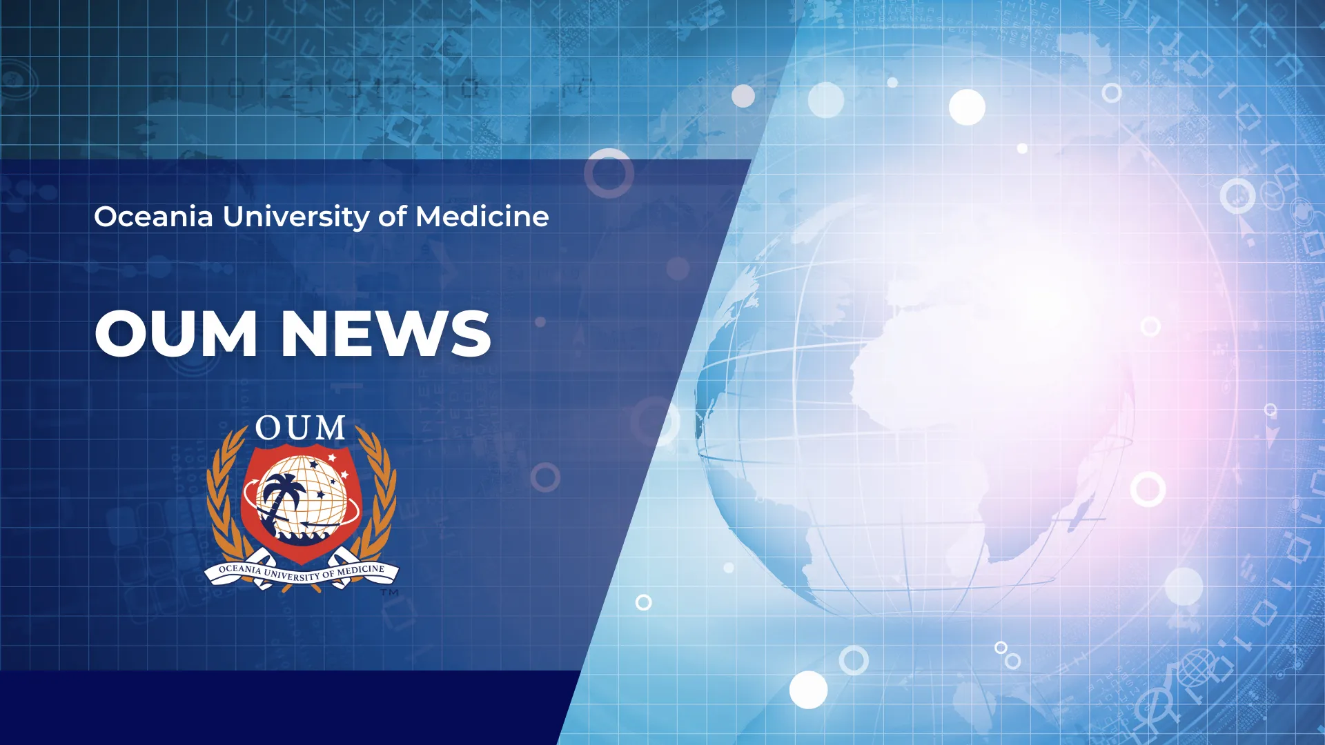 OUM News poster, logo, globe image