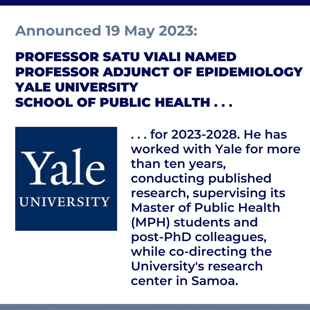 Dr Satu Viali earns Yale Adjunct Professor appointment