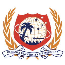 OUM crest in red, blue, and orange